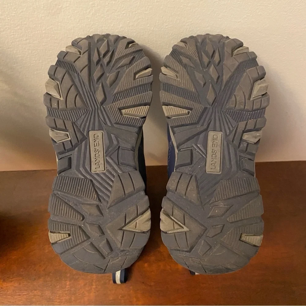 Lands' End Blue and Gray Snow Boots with Velcro Straps